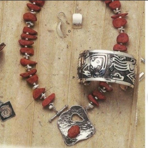 Rare Silpada Sterling Silver Red Sponge Coral Toggle Clasp Necklace N0900 - Picture 5 of 16